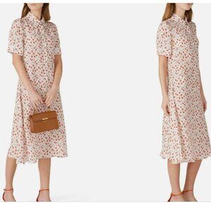 No. 6 Store Brixton Silk Shirtdress Midi Short-Sleeve Size 2-4 *READ FLAW*
